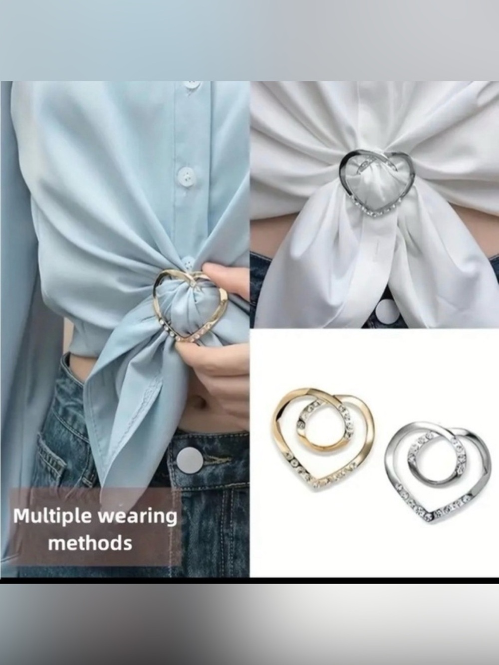 Beginning Boutique Heart-Shaped Brooch in Gold and Silver